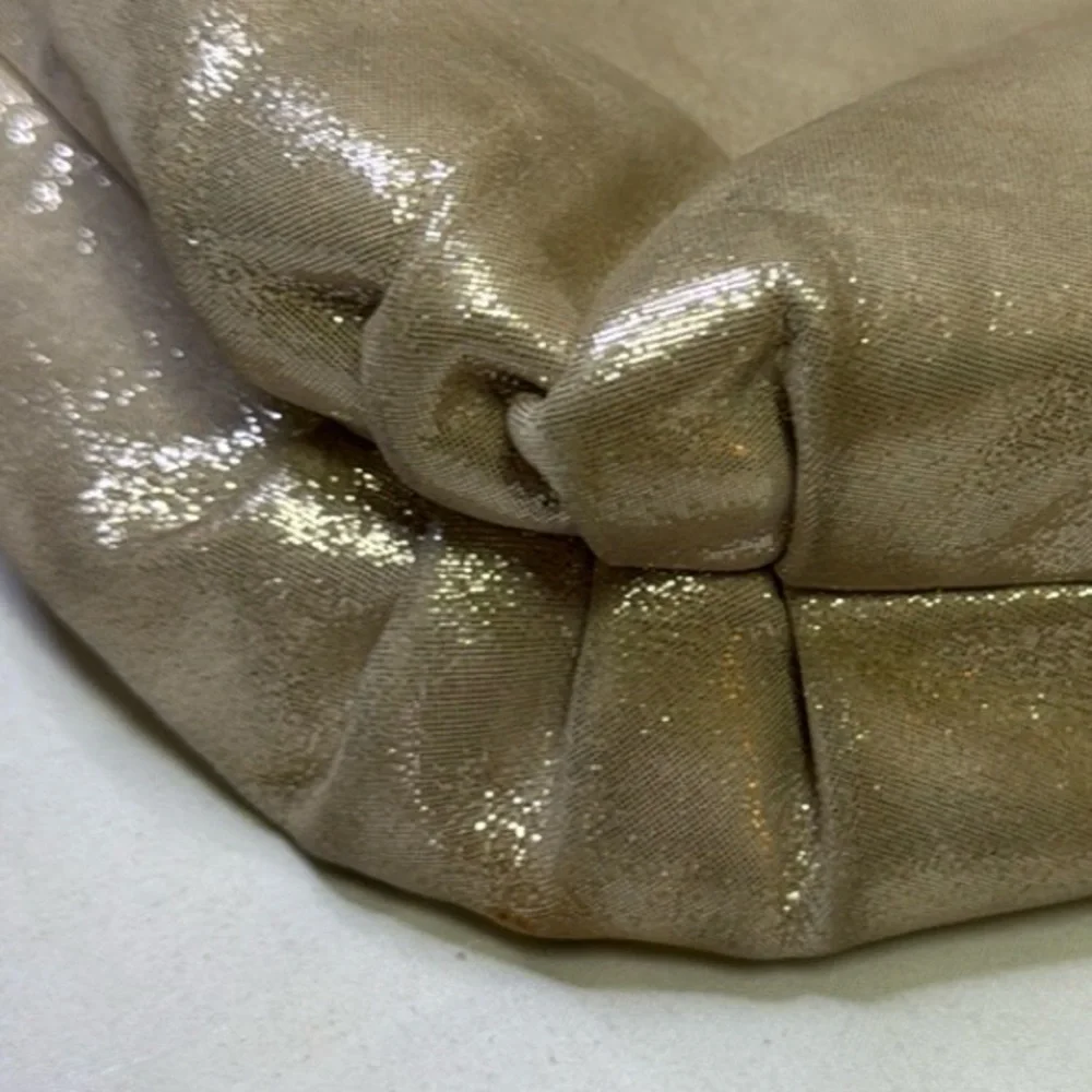 Coach Poppy Metallic Gold Champagne Leather‎ Large Tote Bag Purse #H1281-F20441
